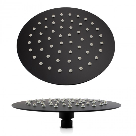 200mm 8 inch Stainless steel Super-slim Round Nero Black Rainfall Shower Head 